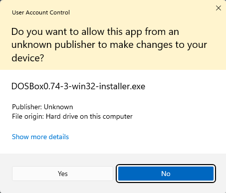 Windows User Account Control prompt