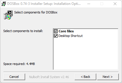 DOSBox select components