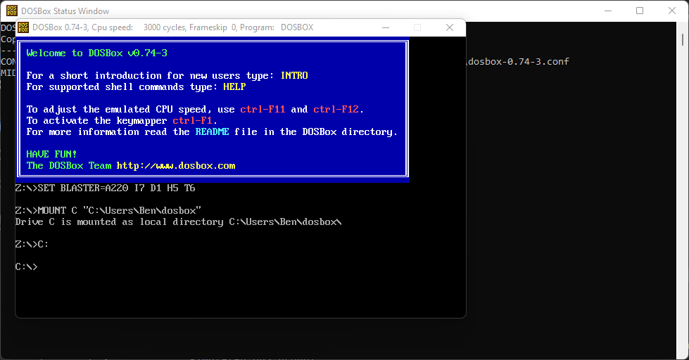 DOSBox in Windows 11