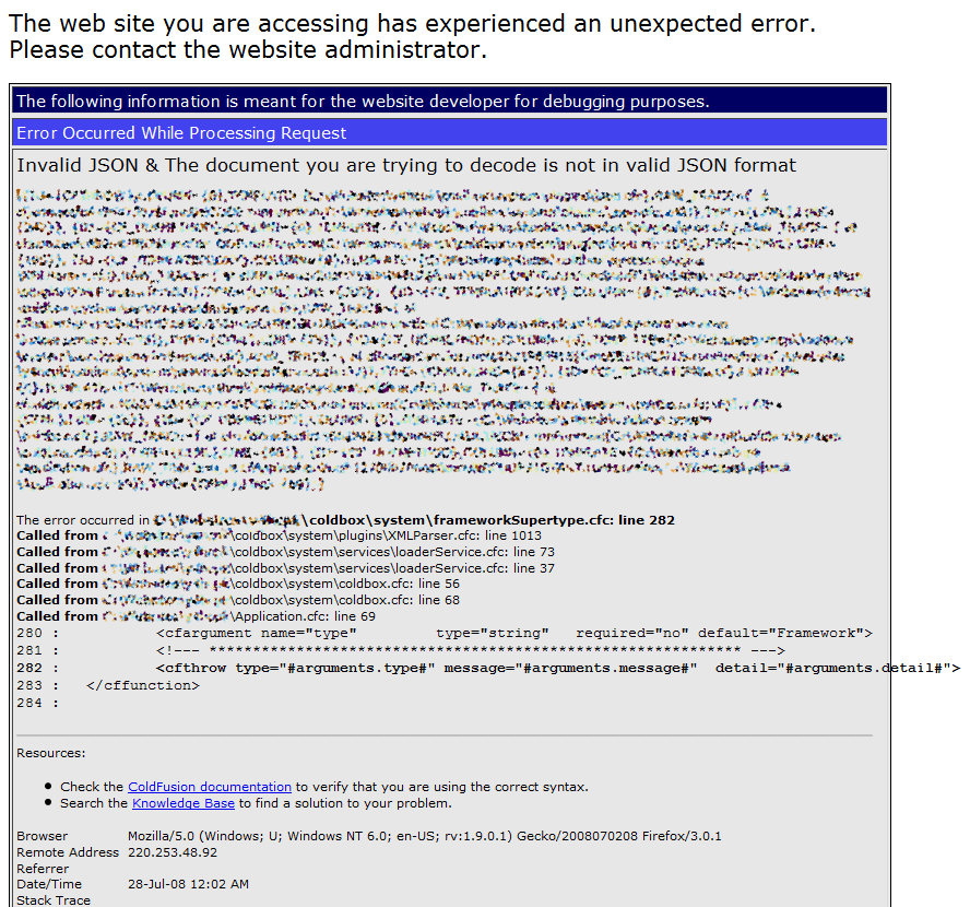 invalid json