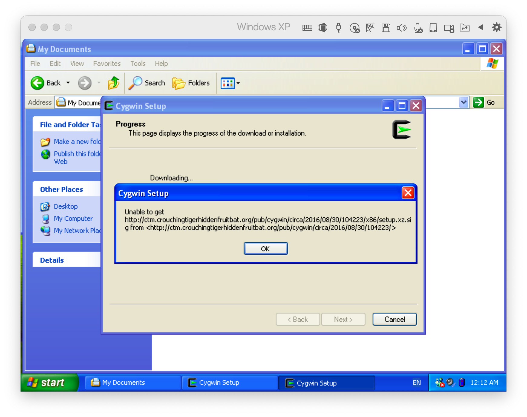 Cygwin setup in Windows XP