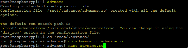 advmame creating standard config file
