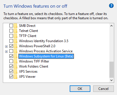 Turn Windows features