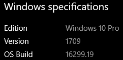 Windows specificiations