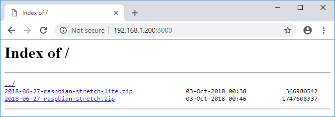 Web browsing NAS hosted files