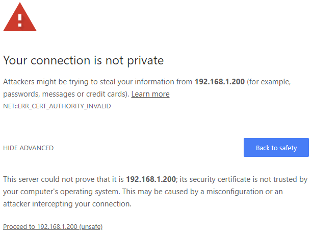 Your connection is not private (Chrome)